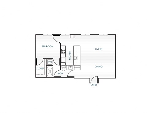 Floor plan for 1 bed, 1 bath, 873 sqft